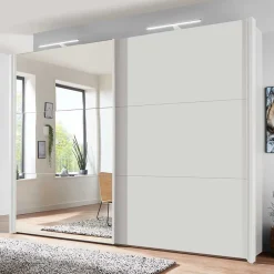 Sale Weißer Schwebetürenschrank mit Spiegel links - Elenya Kleiderschränke|Schränke