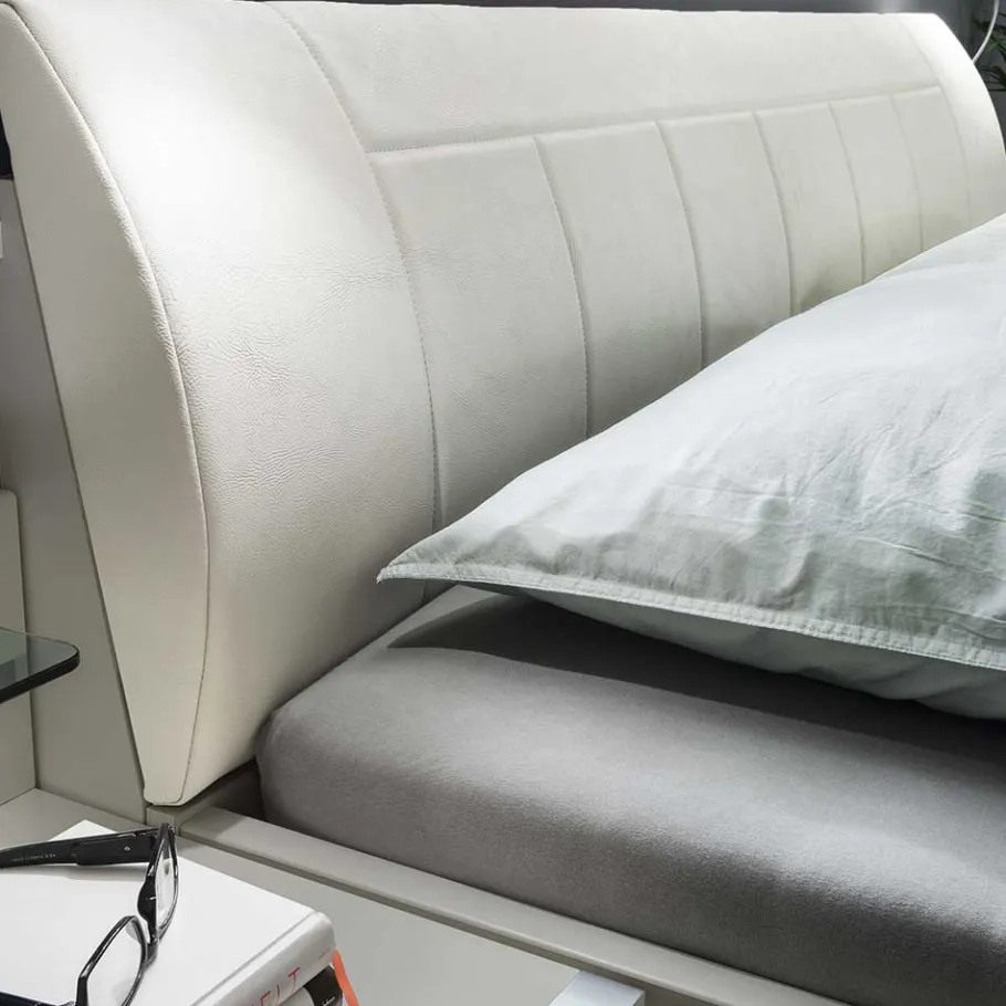 Best Weißes Bett mit Kunstleder-Kopfteil - Rocca Betten