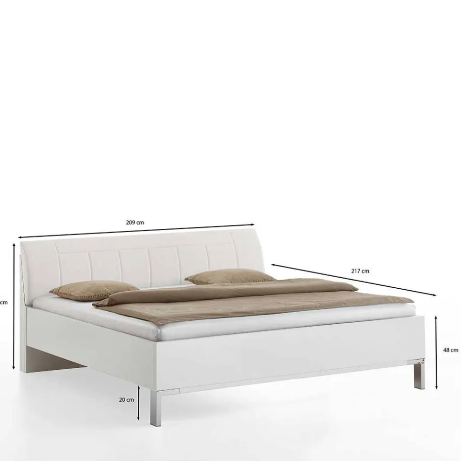 Best Weißes Bett mit Kunstleder-Kopfteil - Rocca Betten