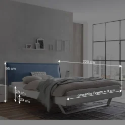 Sale Weißes Designbett mit Polsterkopfteil in Blau - Giralna Betten