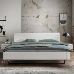 Sale Weißes Doppelbett aus Kiefer Massivholz - Lardias Betten