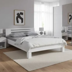 Sale Weißes Massivholzbett Annabell mit Kopfteil Betten