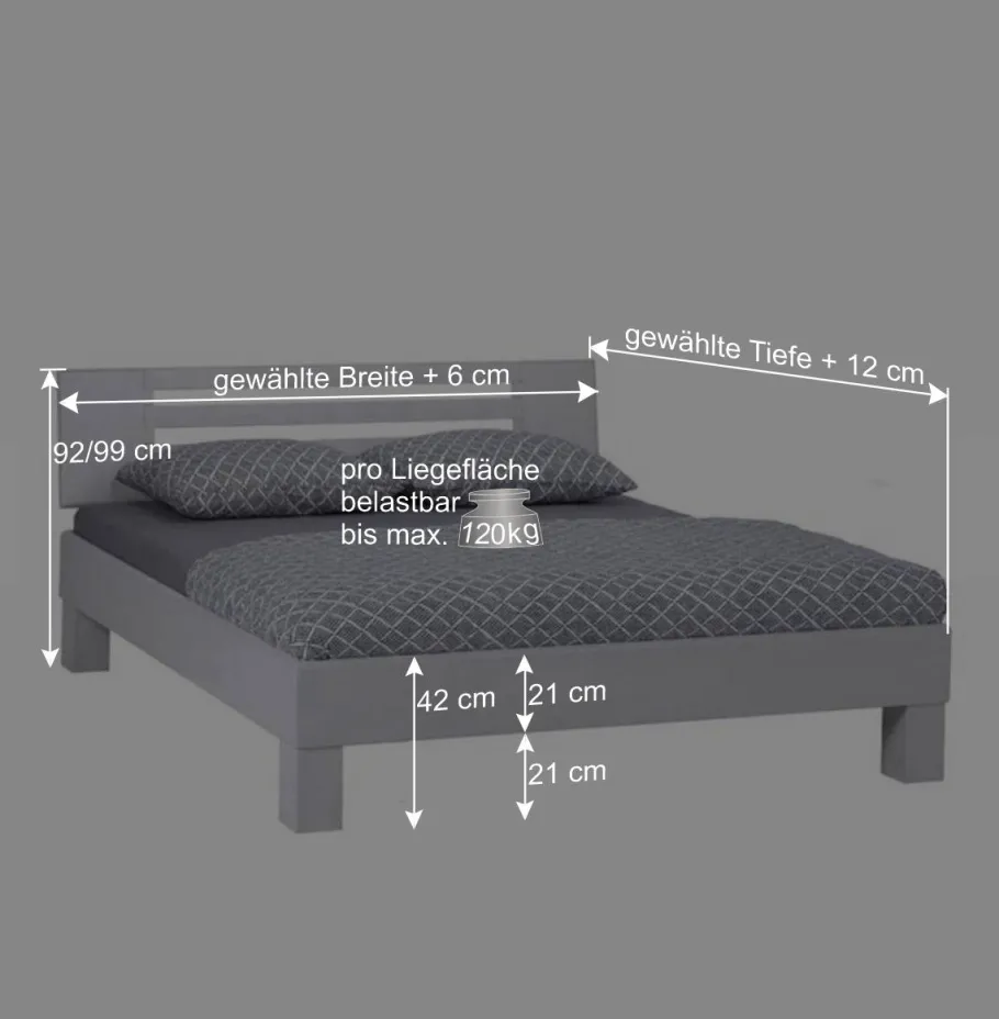 Sale Weißes Massivholzbett Annabell mit Kopfteil Betten