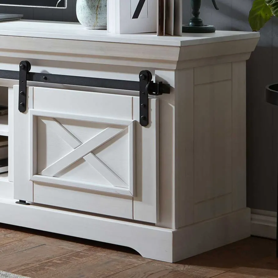 Weißes TV Board im Modern Country Style - Kuito Tv & Hifi-Möbel|Lowboards