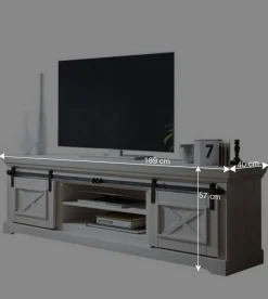 Weißes TV Board im Modern Country Style - Kuito Tv & Hifi-Möbel|Lowboards