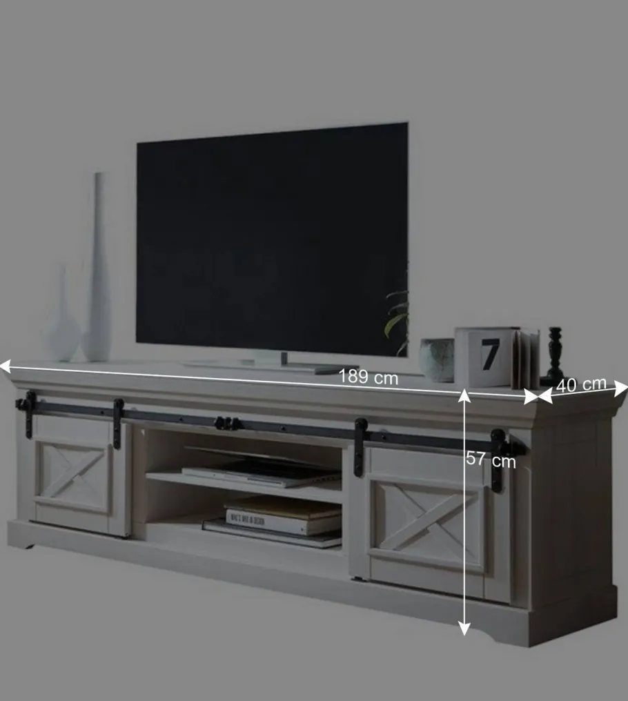 Weißes TV Board im Modern Country Style - Kuito Tv & Hifi-Möbel|Lowboards