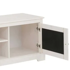 Weißes TV Board 2-türig mit Geflecht - Isvair Tv & Hifi-Möbel|Lowboards