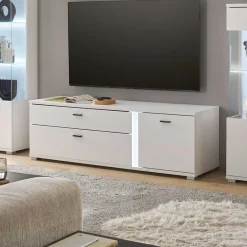 Outlet Weißes TV-Board mit LED Beleuchtung - Tirol Tv & Hifi-Möbel|Lowboards