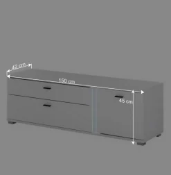 Outlet Weißes TV-Board mit LED Beleuchtung - Tirol Tv & Hifi-Möbel|Lowboards