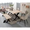 White Wash Essgruppe mit X-Fuß Tisch - Tilveta I (sechsteilig) Sitzgruppe