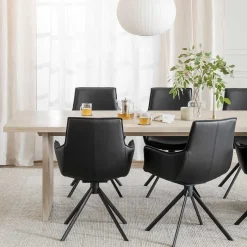 Sale White Wash Tisch & Lederstühle - Senatau (siebenteilig) Sitzgruppe