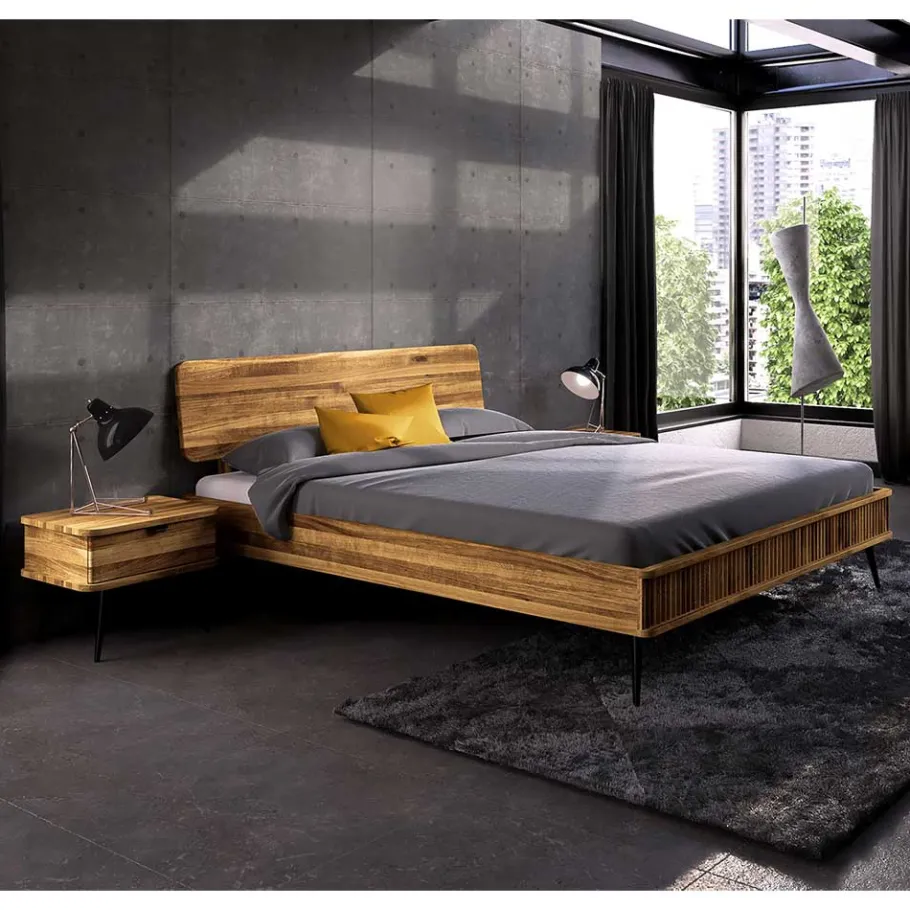 Best Wildeiche Bett mit Holzkopfteil - Casarius Betten
