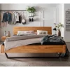 Outlet Wildeiche Bett mit Metallkufen in Schwarzgrau - Tomya Betten