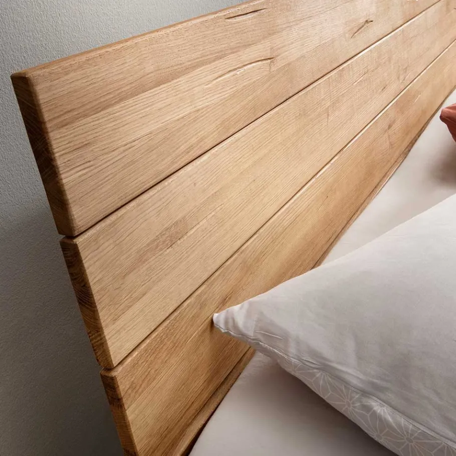 Outlet Wildeiche Bett mit Metallkufen in Schwarzgrau - Tomya Betten