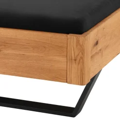 Outlet Wildeiche Bett mit Metallkufen in Schwarzgrau - Tomya Betten