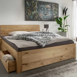 Sale Wildeiche Bett mit vier Schubladen modern - Zennian Betten