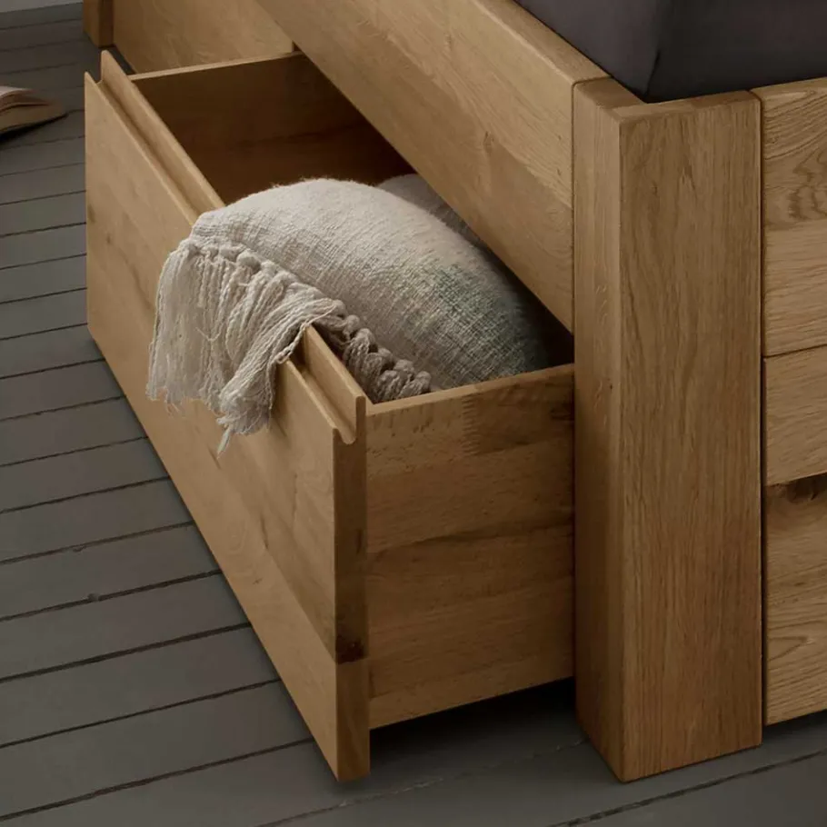 Sale Wildeiche Bett mit vier Schubladen modern - Zennian Betten