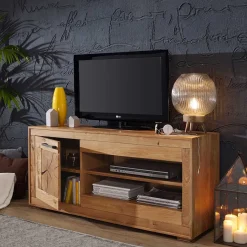 Outlet Wildeiche Fernsehtisch Troncon mit 130 cm Breite Tv & Hifi-Möbel|Lowboards