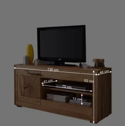 Outlet Wildeiche Fernsehtisch Troncon mit 130 cm Breite Tv & Hifi-Möbel|Lowboards