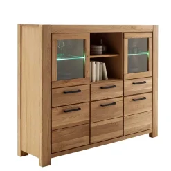 Sale Wildeiche Highboard Vitrine teilmassiv - Sophia Kommoden|Vitrinen