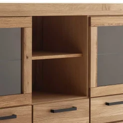 Sale Wildeiche Highboard Vitrine teilmassiv - Sophia Kommoden|Vitrinen