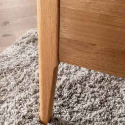 Sale Wildeiche Holzbett mit Cord-Kopfteil - Babahira Betten