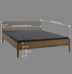 Sale Wildeiche Holzbett mit Cord-Kopfteil - Babahira Betten