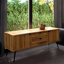 Outlet Wildeiche Lowboard mit Metall - Casarius Tv & Hifi-Möbel|Lowboards