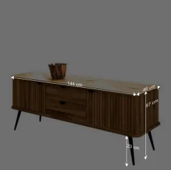 Outlet Wildeiche Lowboard mit Metall - Casarius Tv & Hifi-Möbel|Lowboards