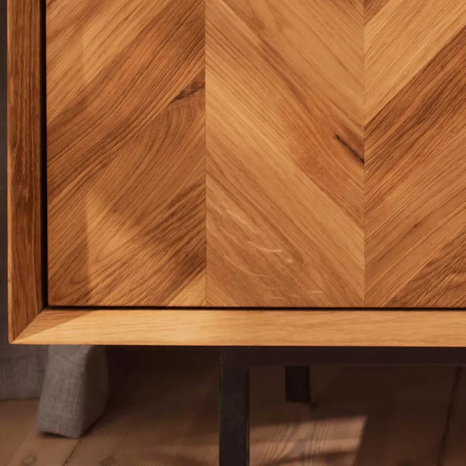 Wildeiche TV Lowboard mit Fischgrät Design - Kerfa Tv & Hifi-Möbel|Lowboards