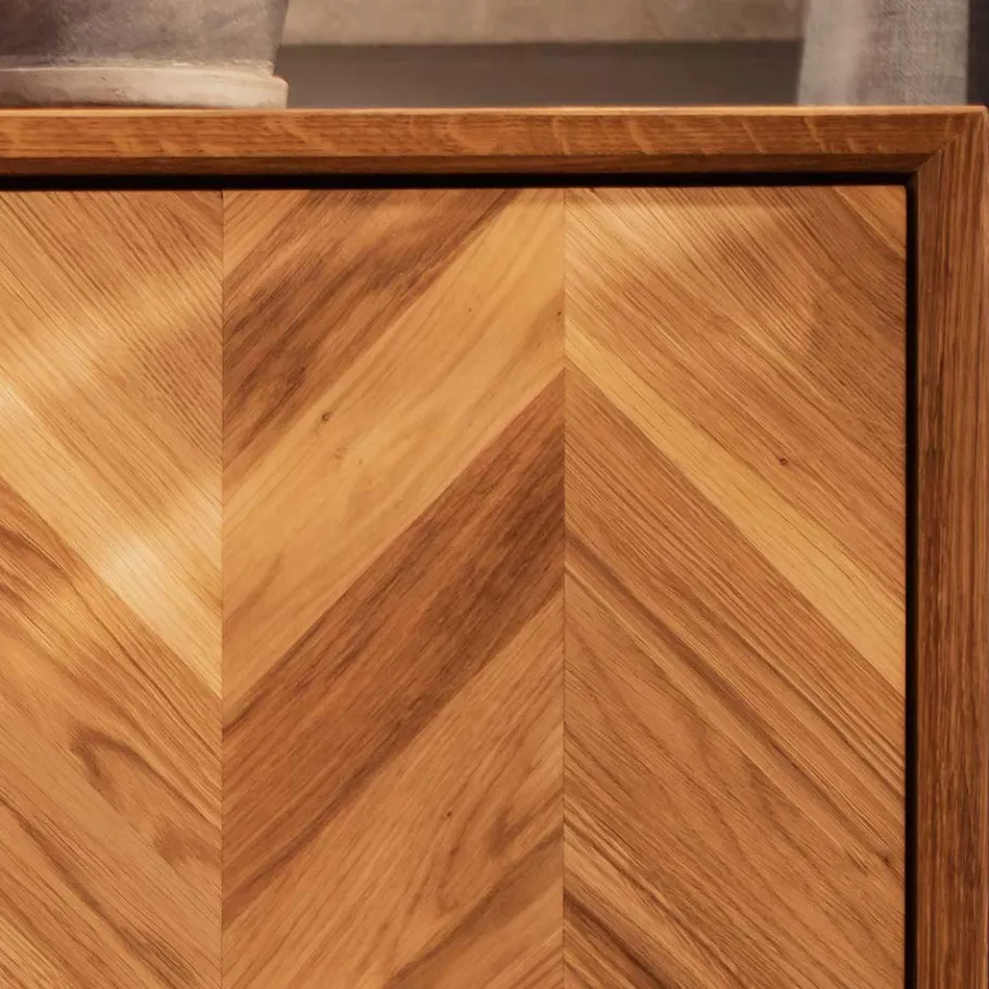 Wildeiche TV Lowboard mit Fischgrät Design - Kerfa Tv & Hifi-Möbel|Lowboards