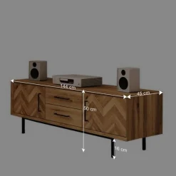 Wildeiche TV Lowboard mit Fischgrät Design - Kerfa Tv & Hifi-Möbel|Lowboards