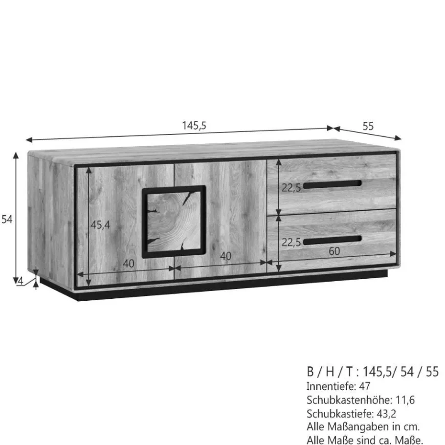 Best Wildeiche TV-Kommode in modernem Design - Shipper Tv & Hifi-Möbel|Lowboards