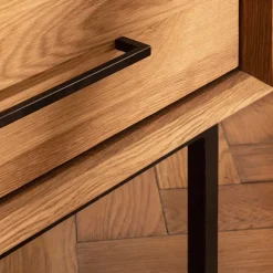 Wildeiche Vitrine mit zwei Schubladen - Kerfa Highboards|Vitrinen