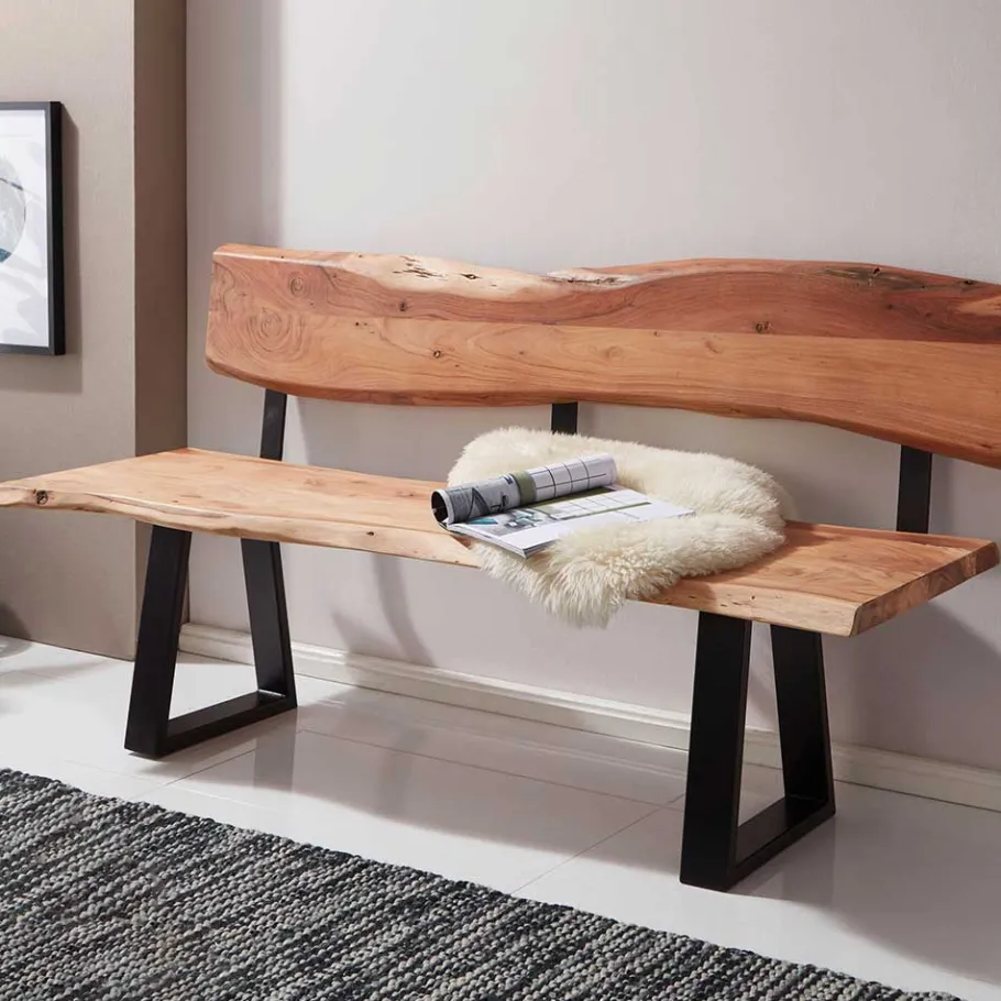 Wohnraum Baumkanten Bank mit Rückenlehne - Lussina Sitzbank