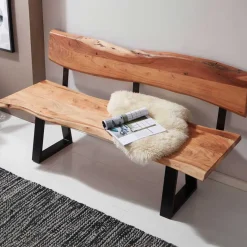Wohnraum Baumkanten Bank mit Rückenlehne - Lussina Sitzbank