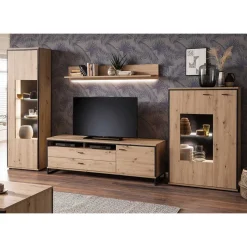 Wohnwand in Eicheoptik - Nikdus (vierteilig) Wohnwände