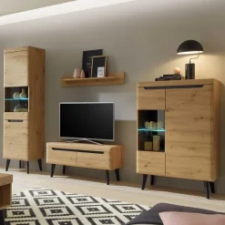 Wohnwand Möbelset Skandi Style - Olcian (vierteilig) WohnwÀnde