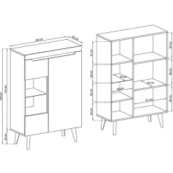 Wohnwand Möbelset Skandi Style - Olcian (vierteilig) Wohnwände