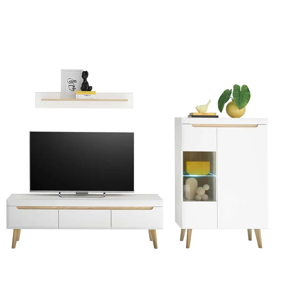 Wohnzimmer Anbauwand Möbel Kombi - Ginko (dreiteilig) Wohnwände