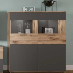 Wohnzimmer Highboard mit Glaseinsätzen - Lucios Highboards