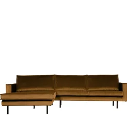 Wohnzimmer L Couch in Honigfarben Samt - Saguan Sofas