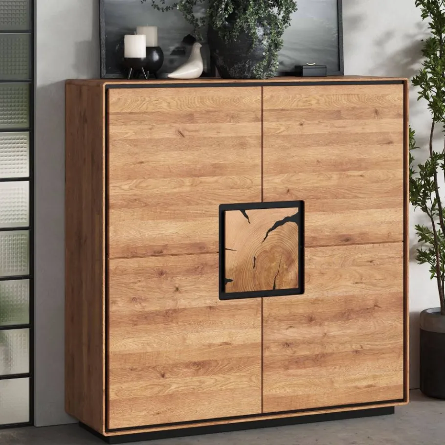 Wohnzimmer Schrank mit Hirnholz Applikation - Shipper Highboards