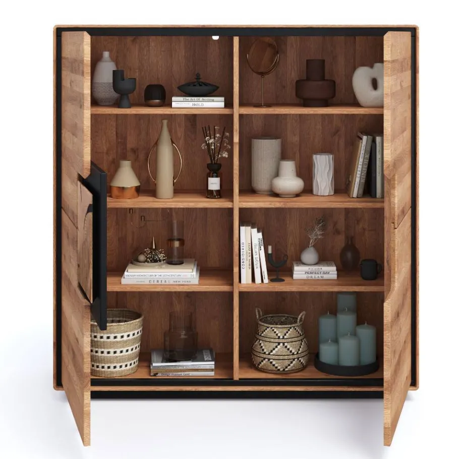 Wohnzimmer Schrank mit Hirnholz Applikation - Shipper Highboards