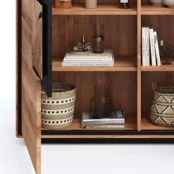 Wohnzimmer Schrank mit Hirnholz Applikation - Shipper Highboards