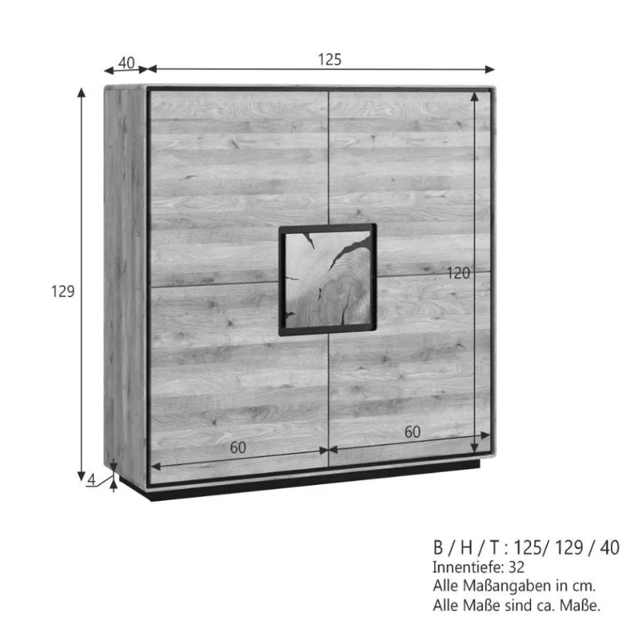 Wohnzimmer Schrank mit Hirnholz Applikation - Shipper Highboards