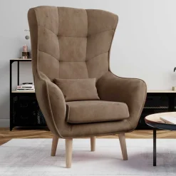 Wohnzimmer Sessel in Hellbraun Samtbezug - Cooking Sessel