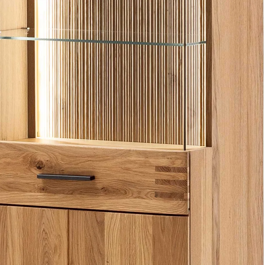 Wohnzimmer Vitrine in Eiche Bianco geölt - Crupean Vitrinen|Schränke