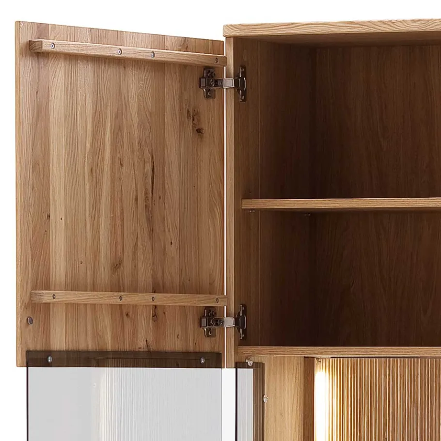 Wohnzimmer Vitrine in Eiche Bianco geölt - Crupean Vitrinen|Schränke