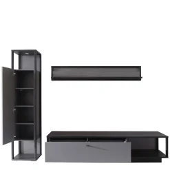 Wohnzimmermöbel TV Wand in Grau - Ridona (dreiteilig) Wohnwände